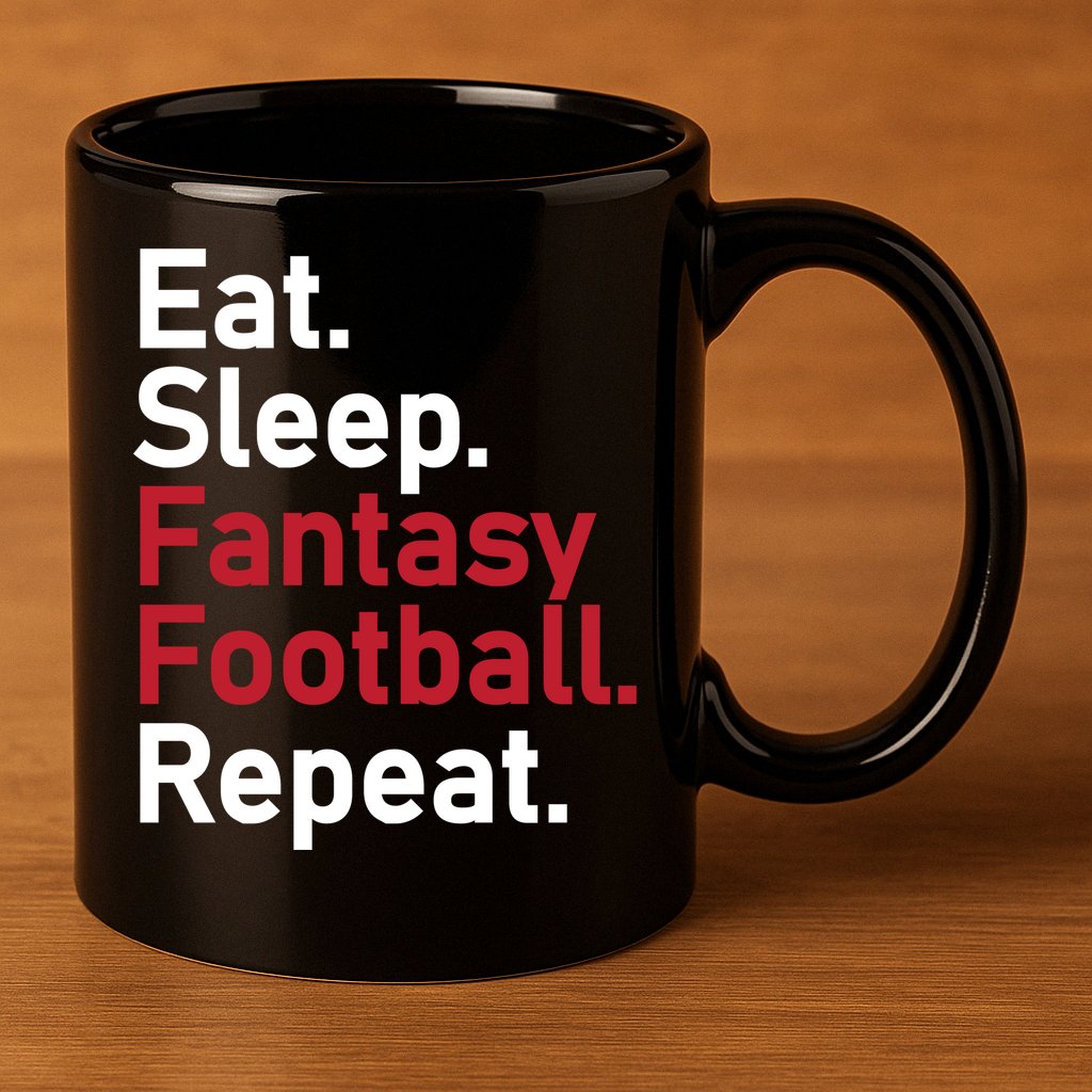 Eat Sleep Fantasy Football Repeat 11oz C Handle Ceramic Mug