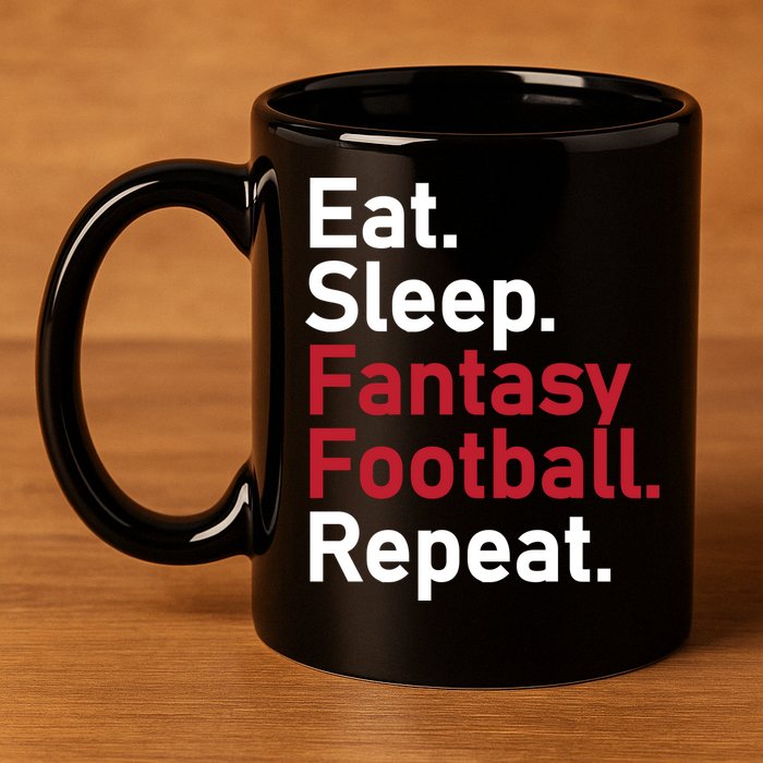 Eat Sleep Fantasy Football Repeat 11oz C Handle Ceramic Mug