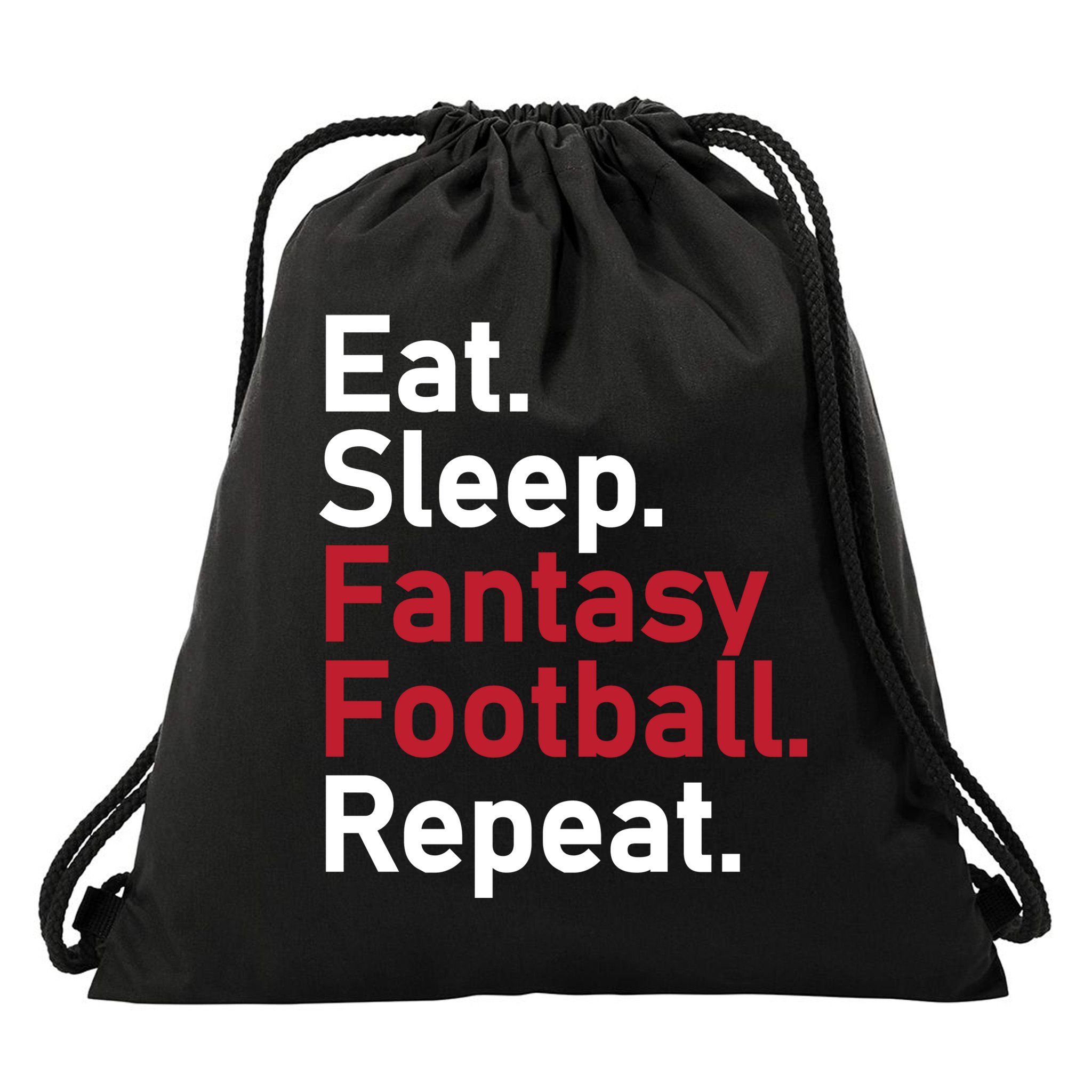 Eat Sleep Fantasy Football Repeat Drawstring Bag