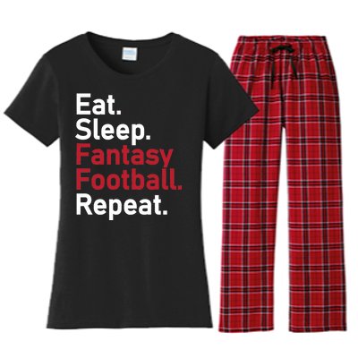 Eat Sleep Fantasy Football Repeat Women's Flannel Pajama Set