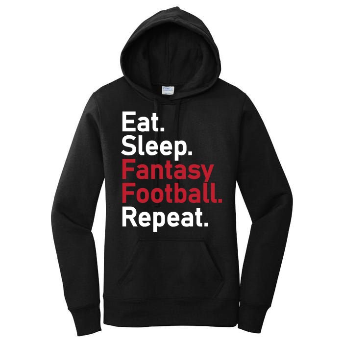 Eat Sleep Fantasy Football Repeat Women's Pullover Hoodie