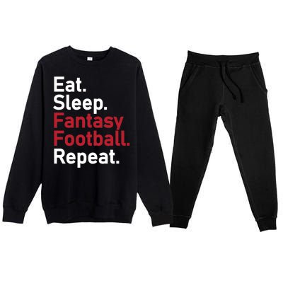 Eat Sleep Fantasy Football Repeat Premium Crewneck Sweatsuit Set