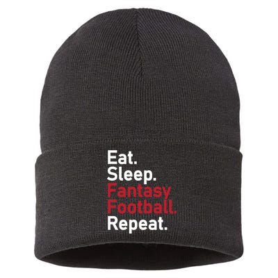 Eat Sleep Fantasy Football Repeat Sustainable Knit Beanie