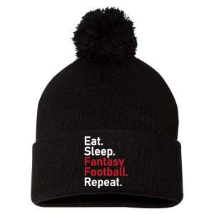 Eat Sleep Fantasy Football Repeat Pom Pom 12in Knit Beanie