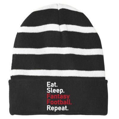 Eat Sleep Fantasy Football Repeat Striped Beanie with Solid Band