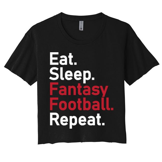 Eat Sleep Fantasy Football Repeat Women's Crop Top Tee