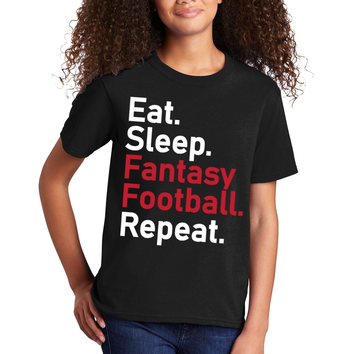 Eat Sleep Fantasy Football Repeat Kids T-Shirt