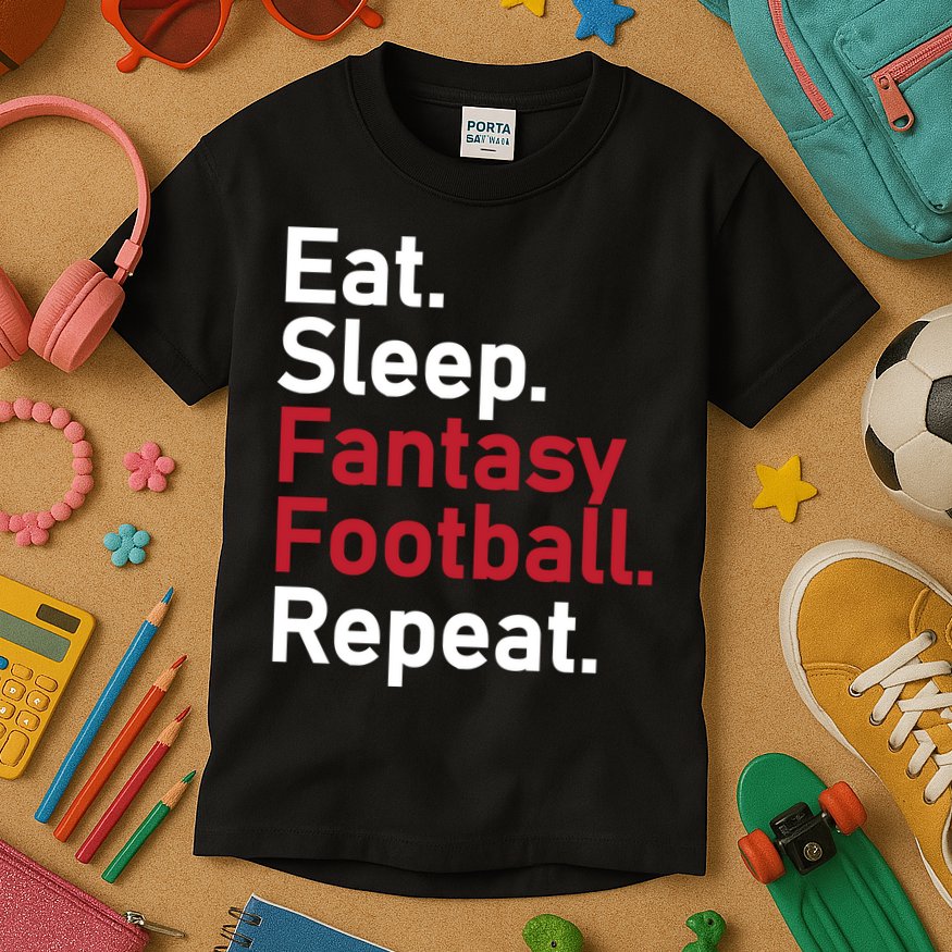 Eat Sleep Fantasy Football Repeat Kids T-Shirt