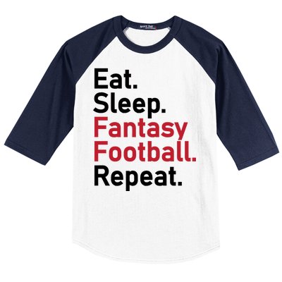 Eat Sleep Fantasy Football Repeat Baseball Sleeve Shirt