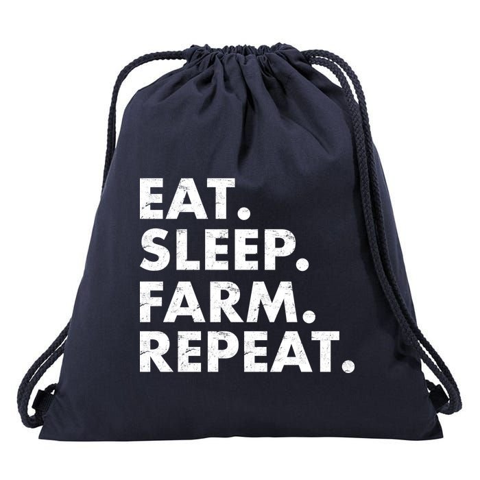 Eat Sleep Farm Repeat Drawstring Bag