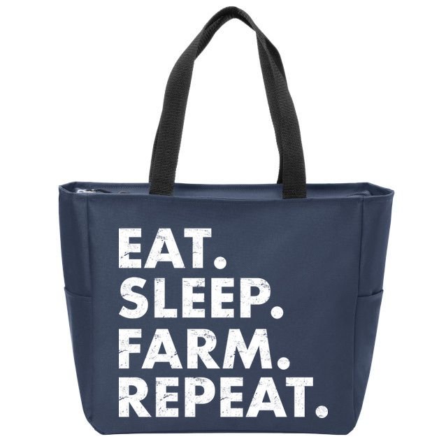 Eat Sleep Farm Repeat Zip Tote Bag
