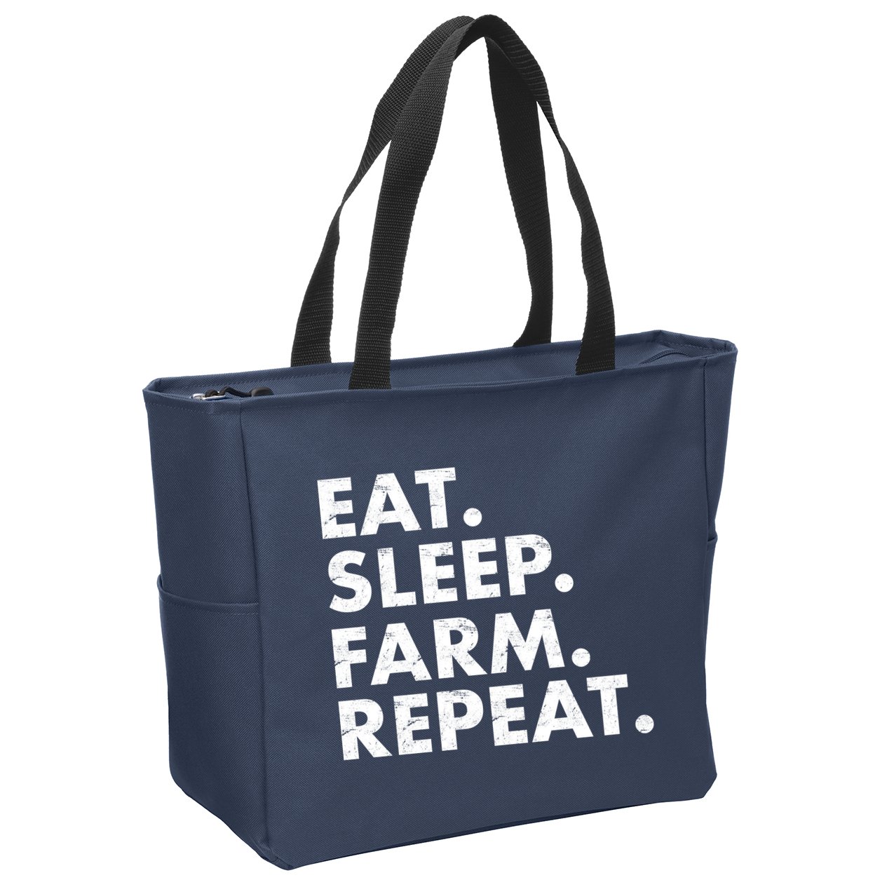 Eat Sleep Farm Repeat Zip Tote Bag