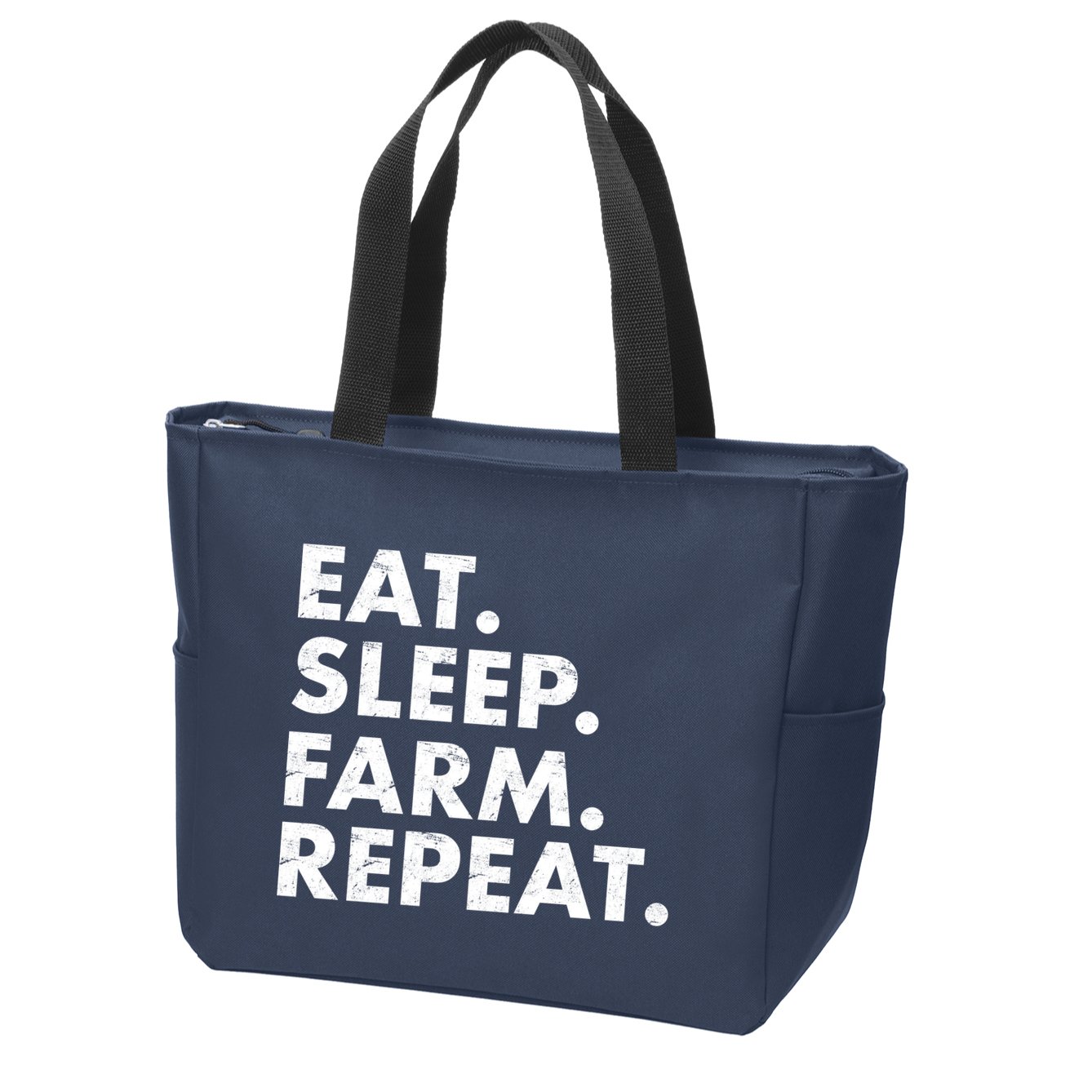 Eat Sleep Farm Repeat Zip Tote Bag