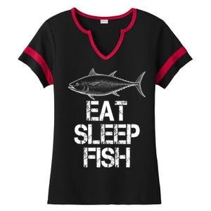 Eat Sleep Fish Fishing Fanatic Ladies Halftime Notch Neck Tee