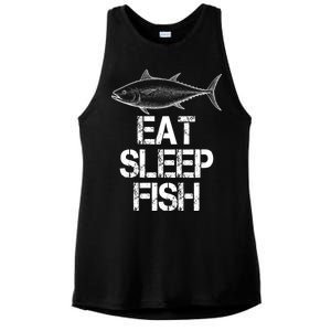 Eat Sleep Fish Fishing Fanatic Ladies PosiCharge Tri-Blend Wicking Tank