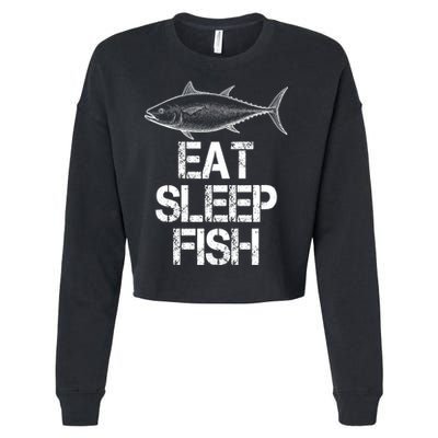 Eat Sleep Fish Fishing Fanatic Cropped Pullover Crew
