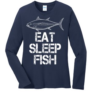 Eat Sleep Fish Fishing Fanatic Ladies Long Sleeve Shirt