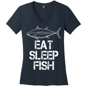 Eat Sleep Fish Fishing Fanatic Women's V-Neck T-Shirt