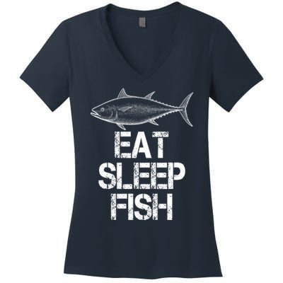 Eat Sleep Fish Fishing Fanatic Women's V-Neck T-Shirt