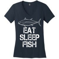 Eat Sleep Fish Fishing Fanatic Women's V-Neck T-Shirt