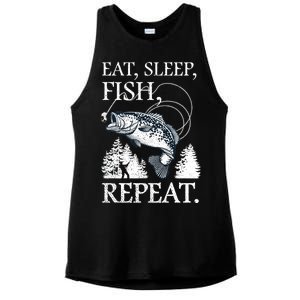 Eat Sleep Fish Repeat Ladies PosiCharge Tri-Blend Wicking Tank