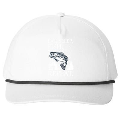 Eat Sleep Fish Repeat Snapback Five-Panel Rope Hat