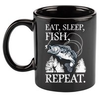 Eat Sleep Fish Repeat 11oz C Handle Ceramic Mug
