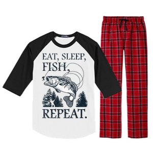 Eat Sleep Fish Repeat Raglan Sleeve Pajama Set