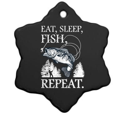 Eat Sleep Fish Repeat Ceramic Star Ornament