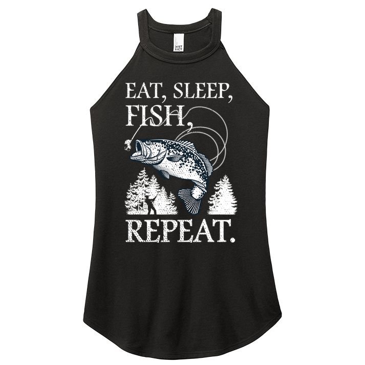 Eat Sleep Fish Repeat Women's Perfect Tri Rocker Tank
