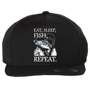 Eat Sleep Fish Repeat Wool Snapback Cap