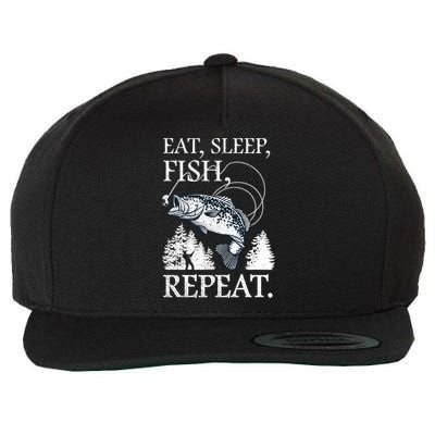 Eat Sleep Fish Repeat Wool Snapback Cap