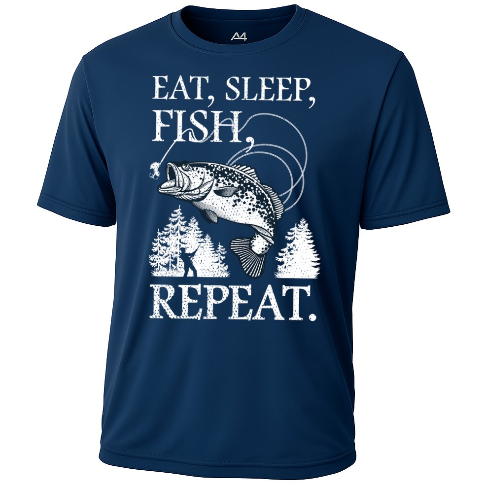 Eat Sleep Fish Repeat Cooling Performance Crew T-Shirt