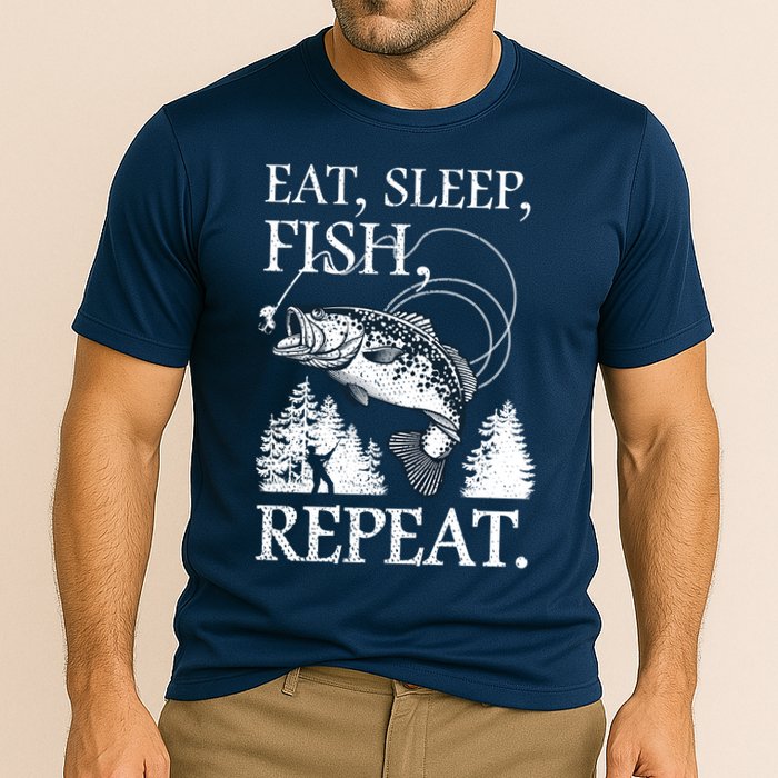 Eat Sleep Fish Repeat Cooling Performance Crew T-Shirt