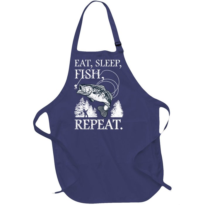 Eat Sleep Fish Repeat Full-Length Apron With Pockets