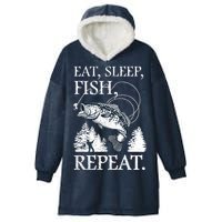 Eat Sleep Fish Repeat Hooded Wearable Blanket