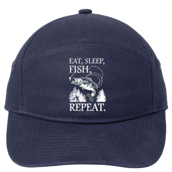 Eat Sleep Fish Repeat 7-Panel Snapback Hat