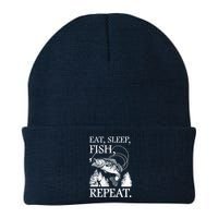 Eat Sleep Fish Repeat Knit Cap Winter Beanie