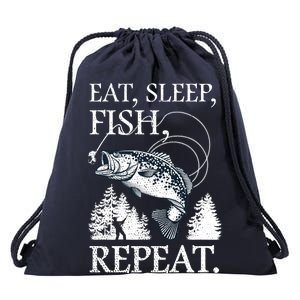 Eat Sleep Fish Repeat Drawstring Bag