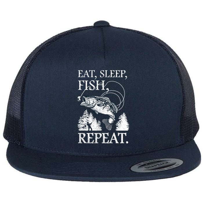 Eat Sleep Fish Repeat Flat Bill Trucker Hat