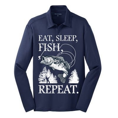 Eat Sleep Fish Repeat Silk Touch Performance Long Sleeve Polo