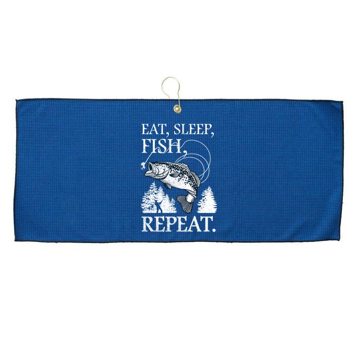 Eat Sleep Fish Repeat Large Microfiber Waffle Golf Towel