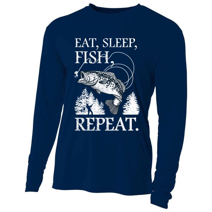 Eat Sleep Fish Repeat Cooling Performance Long Sleeve Crew