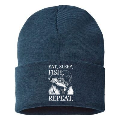 Eat Sleep Fish Repeat Sustainable Knit Beanie