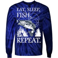 Eat Sleep Fish Repeat Tie-Dye Long Sleeve Shirt