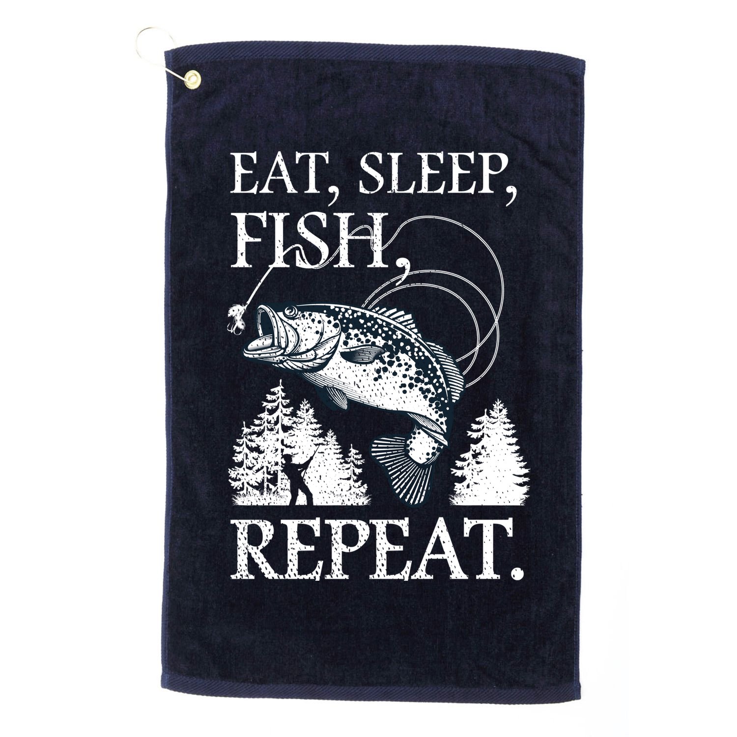 Eat Sleep Fish Repeat Golf Towel