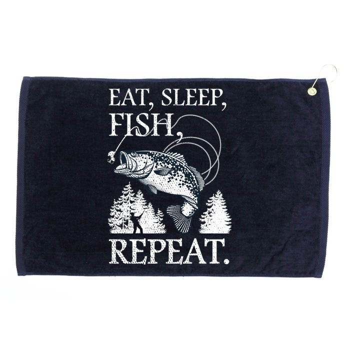 Eat Sleep Fish Repeat Grommeted Golf Towel