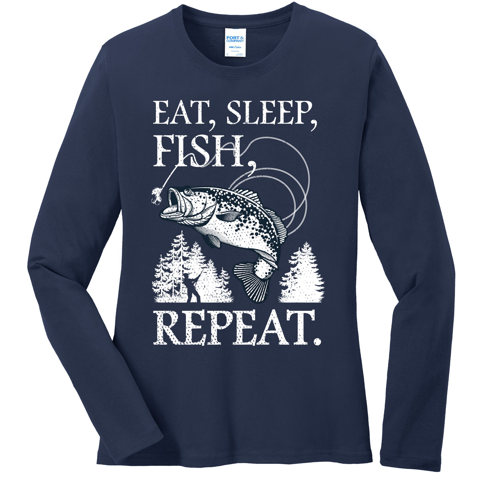 Eat Sleep Fish Repeat Ladies Long Sleeve Shirt
