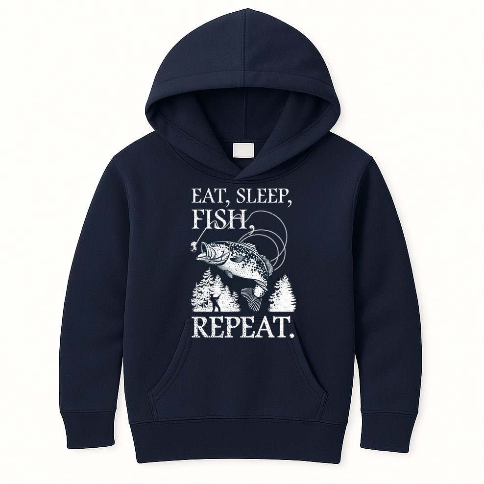 Eat Sleep Fish Repeat Kids Hoodie