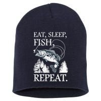 Eat Sleep Fish Repeat Short Acrylic Beanie